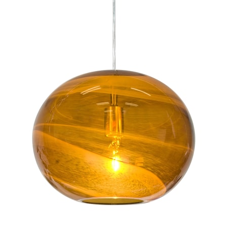 Besa Lighting Geno Cord Pendant, Vapor Amber, Satin Nickel Finish, 1x60W Incandescent 1JT-GENOAM-SN